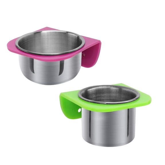 HINTRMENT Bird Feeding Cups 1Set Parrot Feeding Bowl Stainless Steel For Pet Accessories 5.8x2.0x1.8in