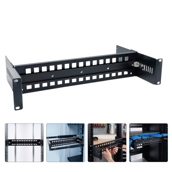 HINTRMENT Black Aluminum Alloy Mounting Bracket for Media Converters, Adjustable Depth