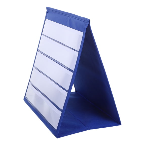 HINTRMENT Blue Tabletop Pocket Chart Organizer Stand for Home Use with Multipurpose Display Features