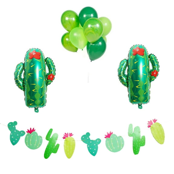 HINTRMENT Cactus Balloon Decoration Kit 12Pcs Round Cactus Shape Foil Balloons for Kids Birthday Tropical Wedding Fiesta