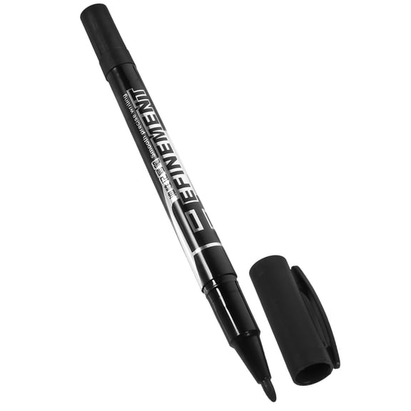 HINTRMENT Cd Disk Marking Pen Plastic Clip Black Ink Dual Tip Markers for Glass Metal and