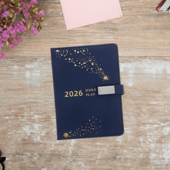 HINTRMENT Daily Life Planner Notebook Dark Blue PU Cover Monthly Index Bookmarks for Office School and Business