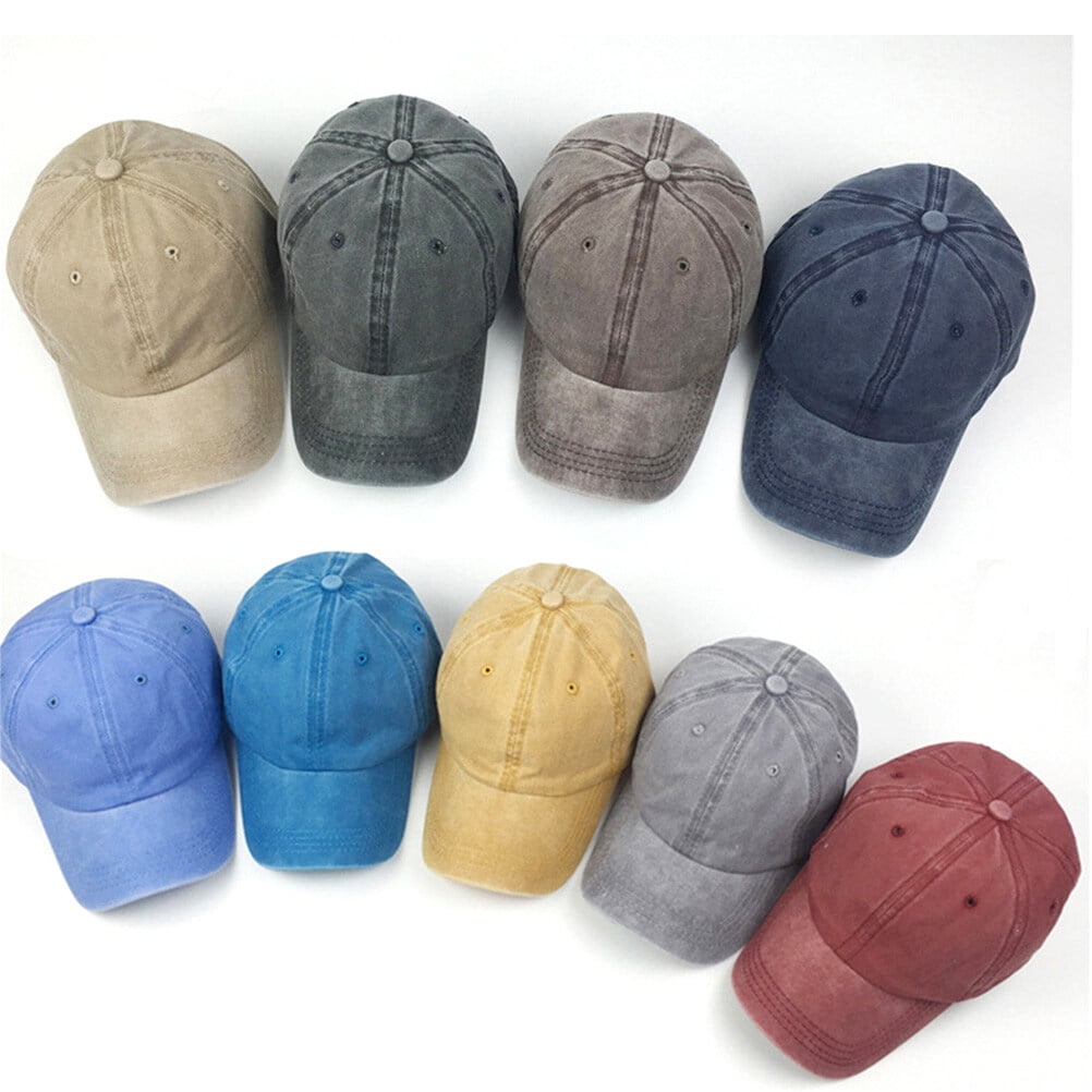 HINTRMENT Dark Grey Cotton Twill Vintage Washed Distressed Baseball Cap ...