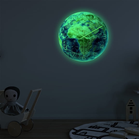 HINTRMENT Classic Hanging Wall Clock Earth Shape Multi Color Silent Design for Living Room