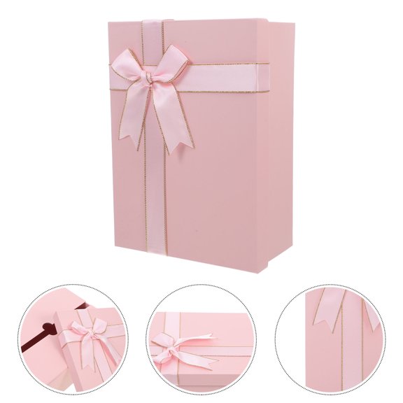 HINTRMENT Keepsake Storage Box in Pink Paper with Lid, Portable and Decorative for Presents