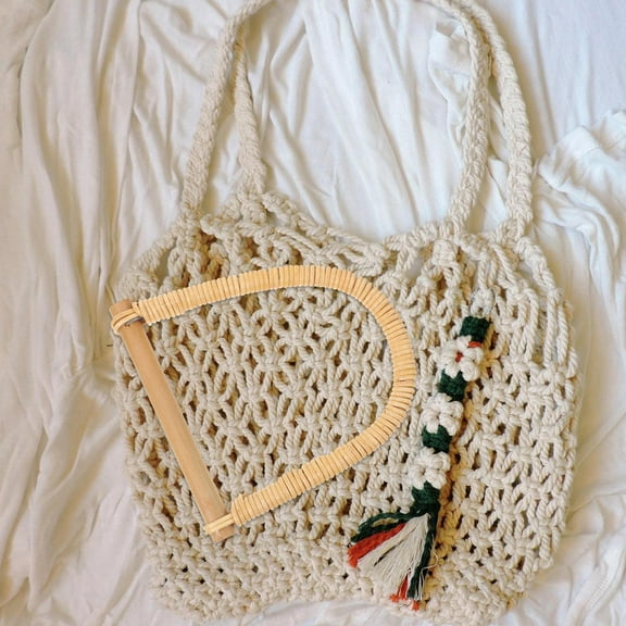 HINTRMENT Khaki D-Shaped Wood Bag Handle 1Pack for Handbag and Purse with Simple Design