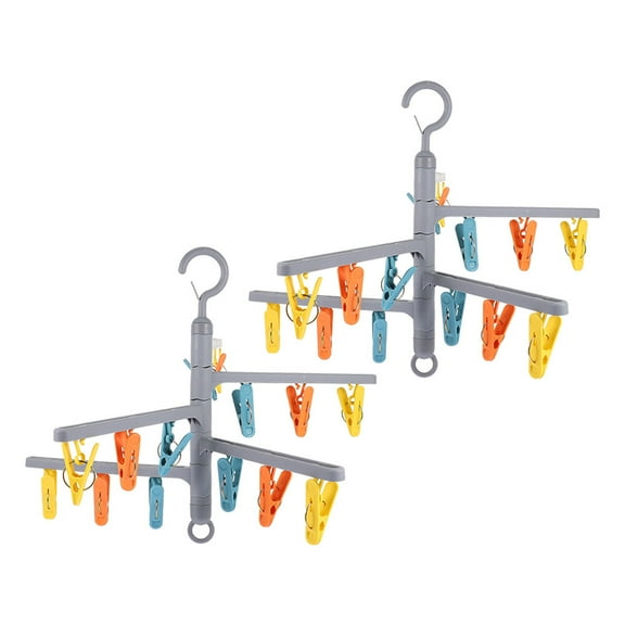 HINTRMENT Laundry Drying Rack with Rotatable and Folding Features in Grey for Students 2Pcs