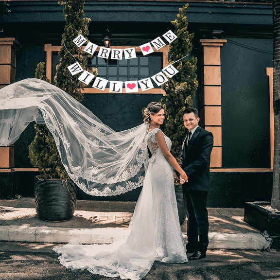 HINTRMENT Multi Color Wedding Party Banner with Will You Marry Me Letter for Proposal Decoration