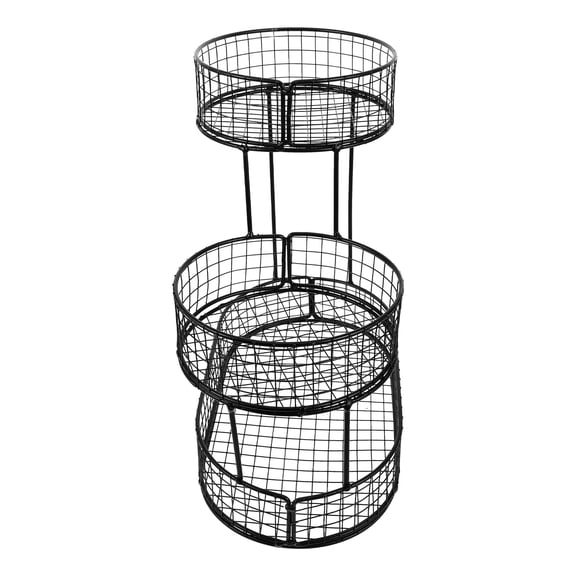 HINTRMENT Iron Fruit and Vegetable Storage Basket, Black, for Organized Countertop