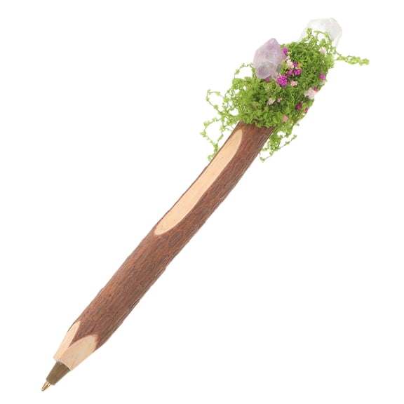 HINTRMENT Natural Wood Grip Ballpoint Pen with Tree Bark Texture for Decorative Writing
