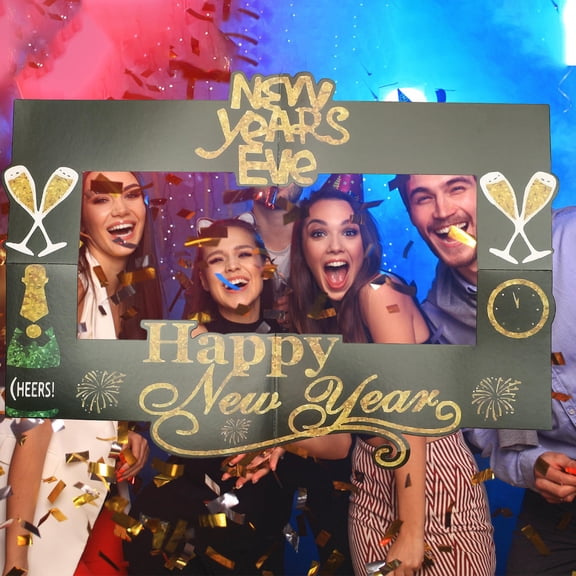 HINTRMENT New Year Party Photo Prop 1Set Multi Color Paper Photo Frame Festive Design For Photo Booth