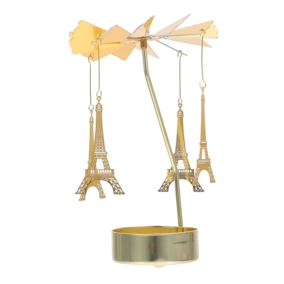 HINTRMENT Party Desktop Adornment 1Pc Golden Iron Rotatable Eiffel Tower Shape Candlestick 8X3.15X5.12In