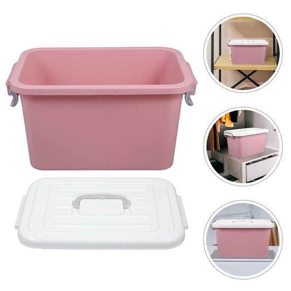 HINTRMENT Plastic Craft Organizer Box with Lid Pink Storage Container for Household Items