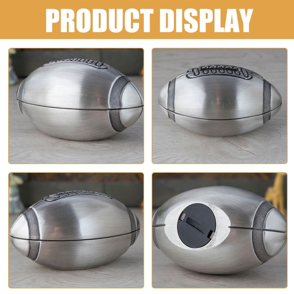 Food For Rugby HINTRMENT Plated Silver Rugby Money Bank for Adults Decorative Coin ...
