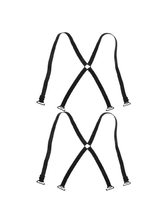 2-Pack Black Nylon Adjustable Non- Removable Lingerie Straps with Cross Back Support for Women