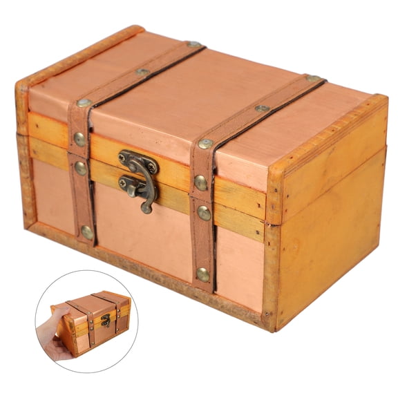 HINTRMENT Small Vintage Wooden Storage Box Multifunctional Keepsake Chest