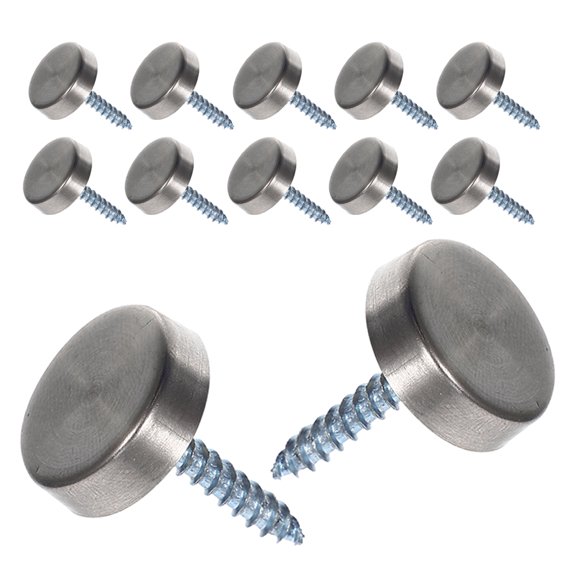 HINTRMENT Screw Caps Silver 16mm Stainless Steel Thickened 12pcs Mirror