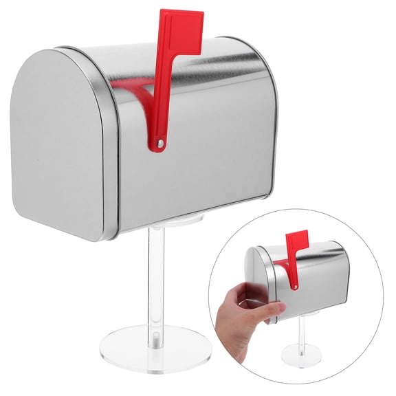 HINTRMENT Small Plated Silver Metal Mailbox Weatherproof Mounted Post Box for Outdoor Use and Donation Collection