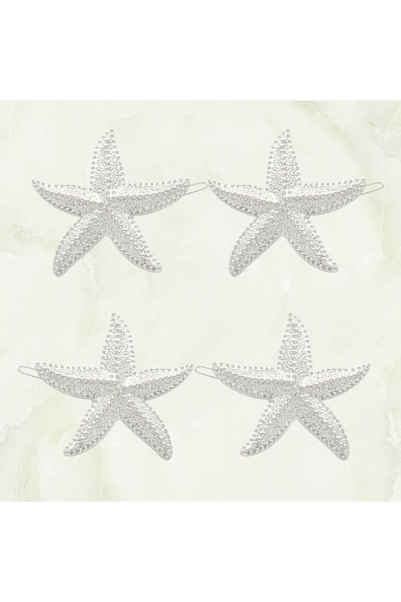Star Headpiece 4Pcs Silver Hair Clips Snap with Five Pointed Star Design for Ceremonies Birthday