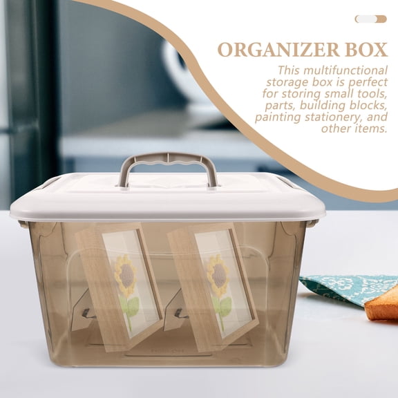 HINTRMENT Sturdy Plastic Storage Organizer Box with Handle for Tools Building Blocks and Accessories