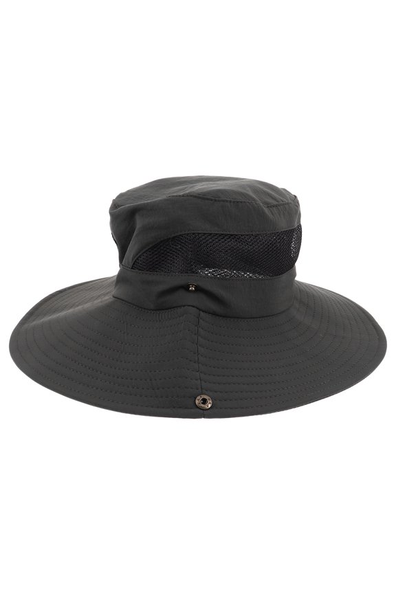 Dark Grey Sun Fisherman Hat with Breathable Mesh and Wide Brim for Hiking, Fishing, and Outdoor Activities