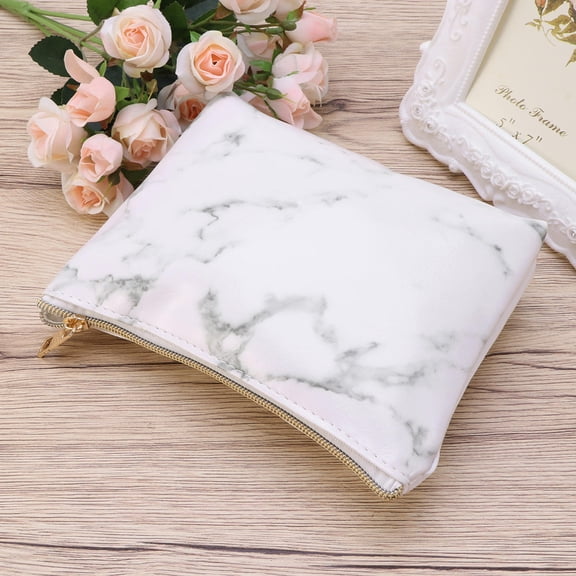 HINTRMENT Travel Makeup Bag with Marble Pattern Zipper Closure Lightweight and Spacious