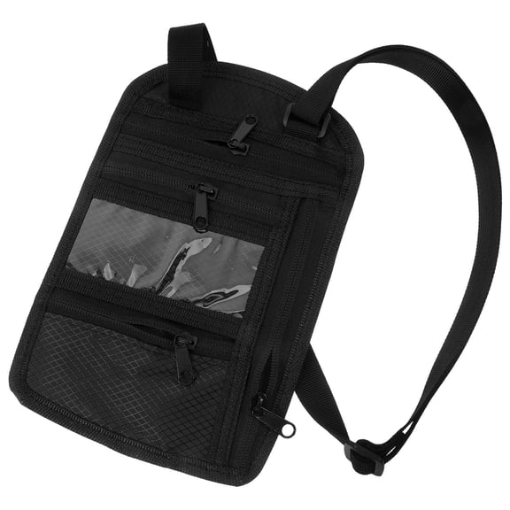 HINTRMENT Waterproof Black Passport Holder for Travel with Zipper and Neck Strap Design