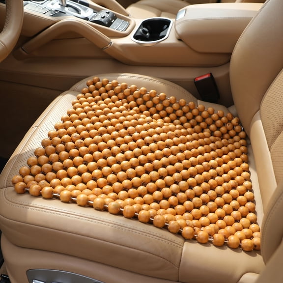 HINTRMENT Wood Bead Car Seat Cushion for Trucks and Office Chairs Khaki