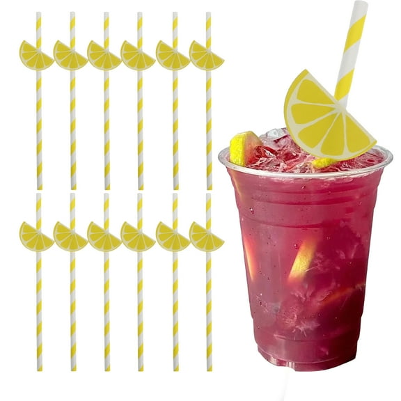 HINTRMENT Yellow Paper Straws for Drinking Party Supplies Safe for Decoration 7.5 inch