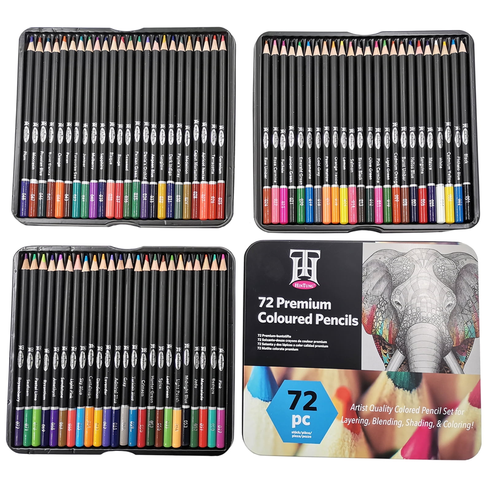 HINTUNG Professional Colouring Pencils for Adults Colouring Books Artist Pack of 72 Coloured Pencils Perfect for Student or Children School Art Supplies