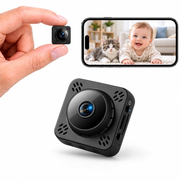 HIOK Compact Wi-Fi Camera with 2K Video, Night Vision, Motion Alerts, Phone Viewing, Magnetic Mount, Stand and Dual Storage Options