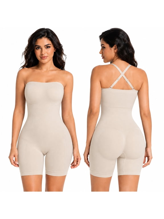 Convertible Compression Bodysuit with Removable Padded Bra, 6 Strap Arrangements, Double Gusset and 4-Way Stretch