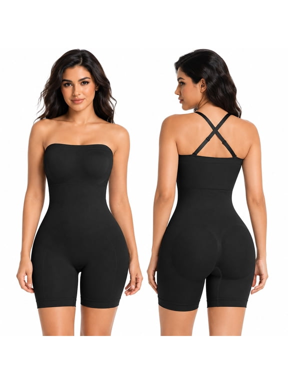 Convertible Compression Bodysuit with Removable Padded Bra, 6 Strap Arrangements, Double Gusset and 4-Way Stretch