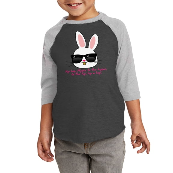 HIP HOP Easter Bunny Graphic Toddler Raglan - Happy Easter Day Tshirt for Kids - Christian Shirt Gifts