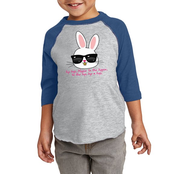 HIP HOP Easter Bunny Graphic Toddler Raglan - Happy Easter Day Tshirt for Kids - Christian Shirt Gifts