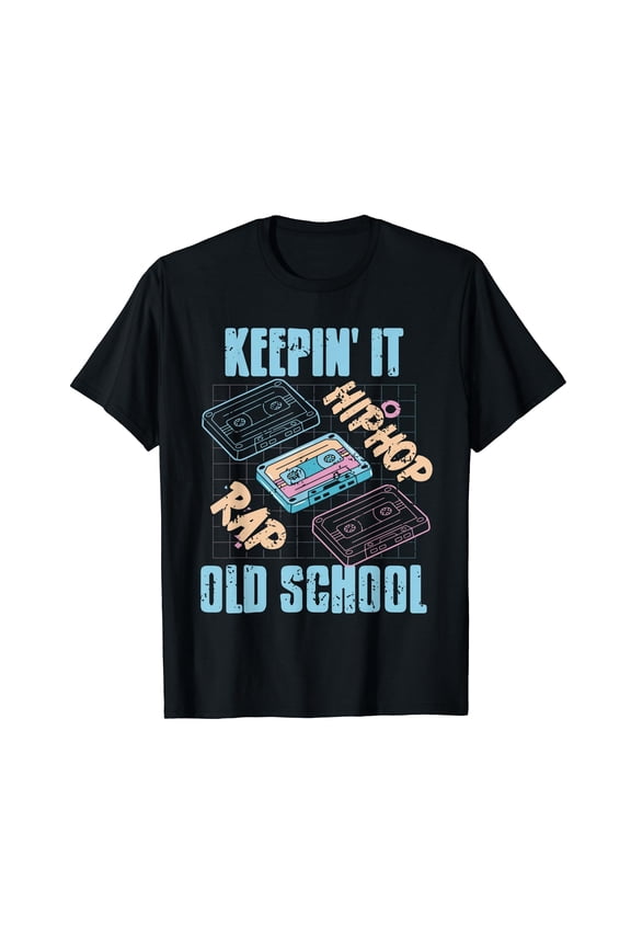 HIP HOP RAP Keepin' It Old School Cool Retro Black T-Shirt Present Black T-Shirt