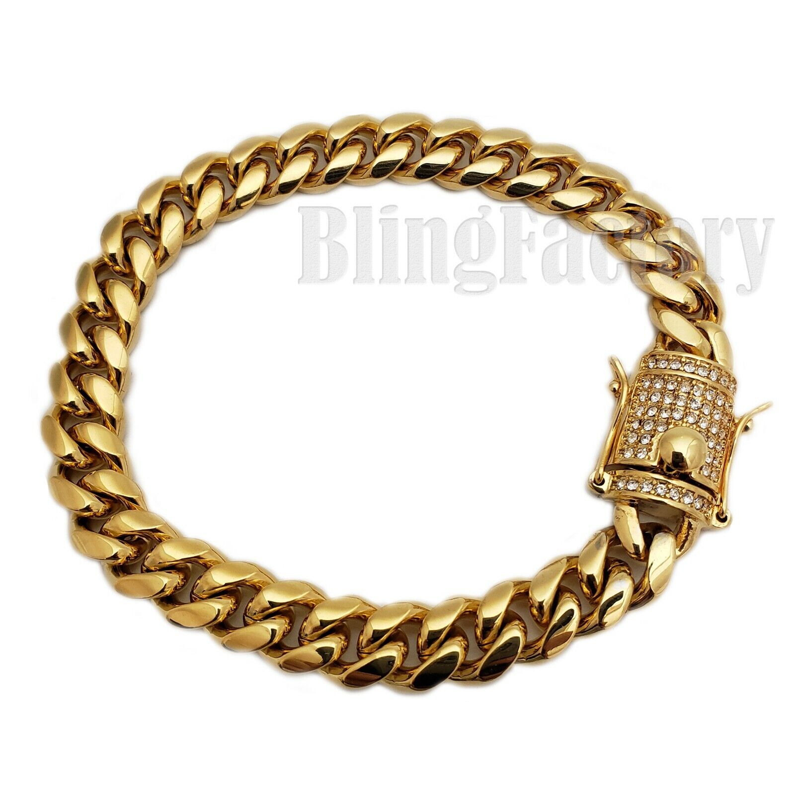 HIP HOP STAINLESS STEEL LAB DIAMOND CUBAN LINK ICED BOX LOCK BUST DOWN