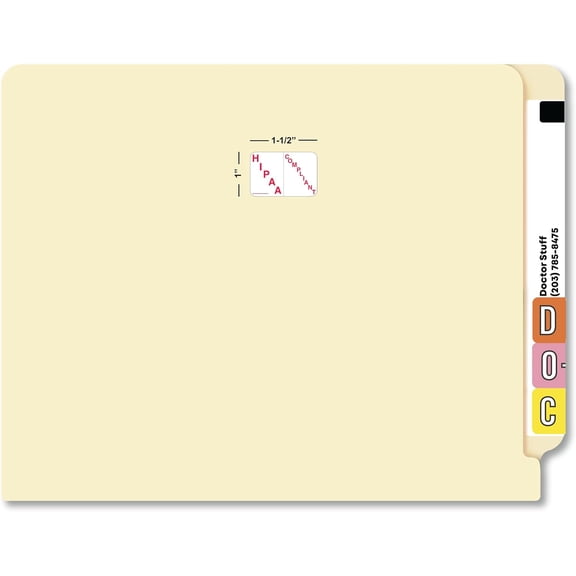 HIPAA Compliant Label for Medical Records and Audits, 1-1/2” x 1”, White/Red, Permanent Adhesive, 250 Stickers/Box,