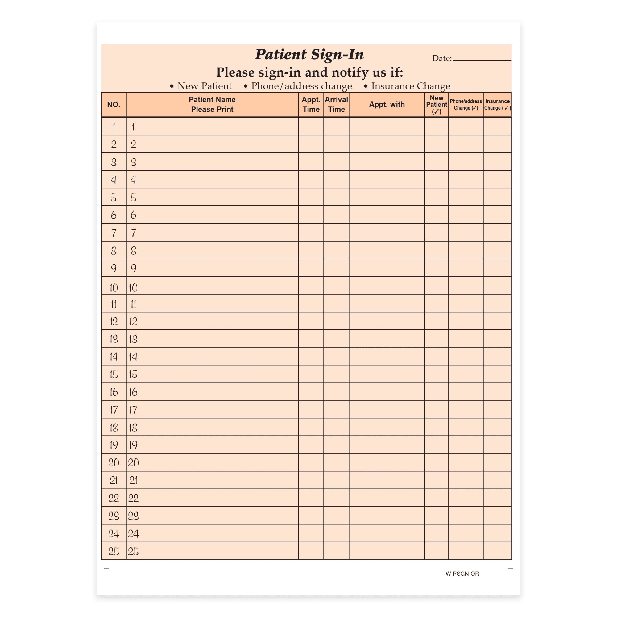 HIPAA Compliant Patient/Visitor Privacy 2Part SignIn Sheets, 81/2" x
