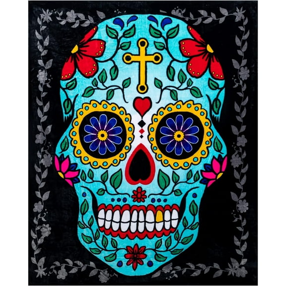 HIPFREE Sugar Skull Blanket - Day of The Dead Blanket 50" x 60" - Soft Throw Blanket for Couch Super Cozy Blanket for All Seasons - Sugar Skull Gifts for Women & Men