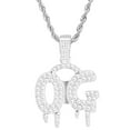 thumbnail image 1 of HIPHOP Rap Original Gangster Iced Out Silver Plated Dripping O.G Sign Words Pendant 24 inch Rope Chain Necklace HC 1301 S, 1 of 4