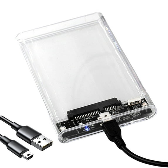 HIPKZ 2.5 Inch Hard Drive Enclosure Transparent Portable Solid State Drive Box Usb 2.0 Usb 3.0 External Hard Disk Drive Box Usb3.1 Type C Sata for Laptop Tablet