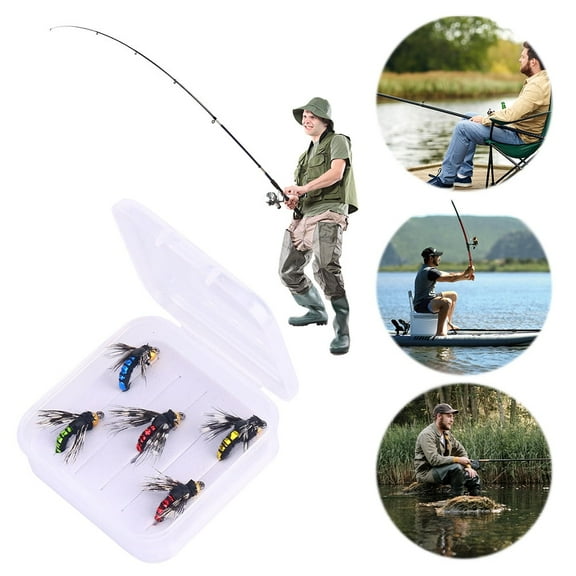 HIPKZ 5pcs Bead Head Fast Fly Fishing Flies Scud Fly Worm Trout Fishing Lure Scud Fly Bug Insects for Salmon Trout Fishing Accessories