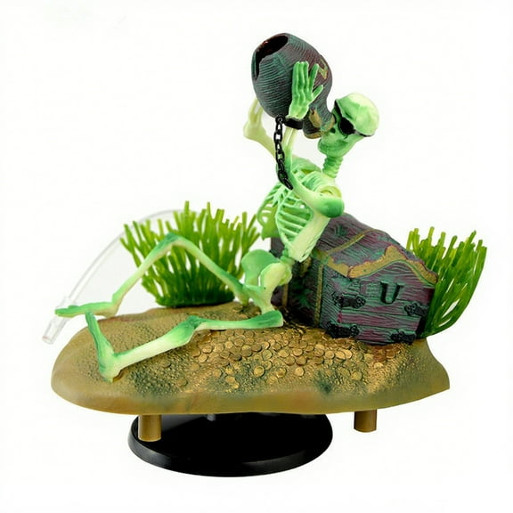 HIPKZ Aquarium Drunken Pirate Skeletons Bubbler Decorations, Gold Fish Hideout Cave Shelter Fish Tank Accessories for Halloween Fish Tank Decorations, Betta Fish Passing or Hiding