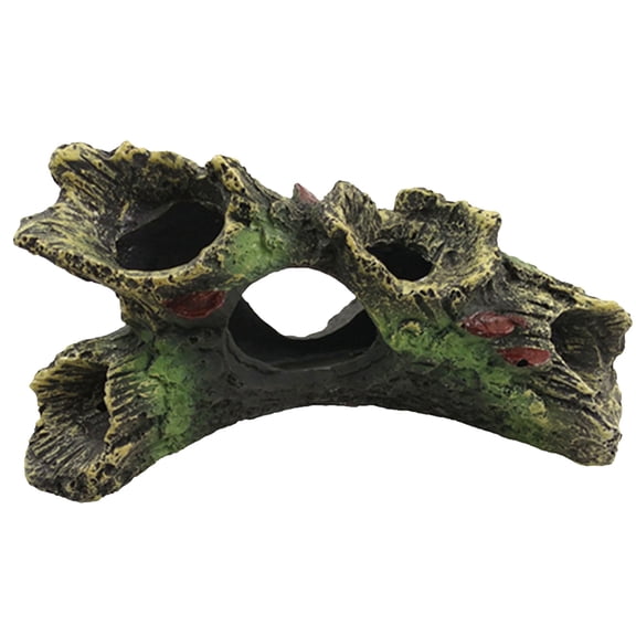 Yucurem Aquarium Hollow Log Decor Multifunction Resin Fish Hiding Cave Non-toxic Aquarium Dead Wood Decoration for Fish Tank Decor