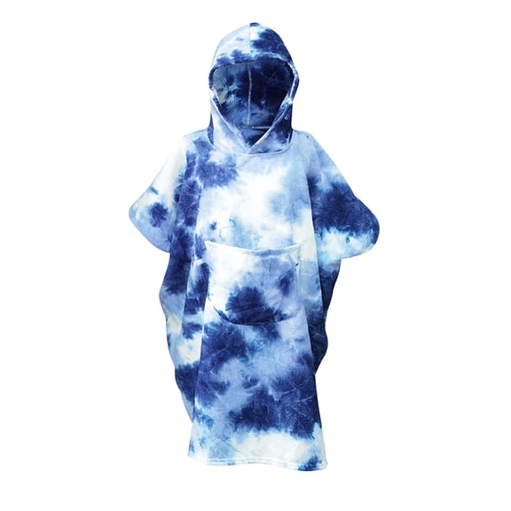 HIPKZ Beach Poncho Microfiber Fabric Bath Swim Towel Water Sports Hooded Robe Microfiber Beach Blanket with Large Pockets (M)