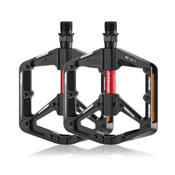 HIPKZ Double Du Bearing Ultralight Bike Pedals with Reflector Pedals Aluminum Alloy Cycling Safety Pedals Bike Accessories