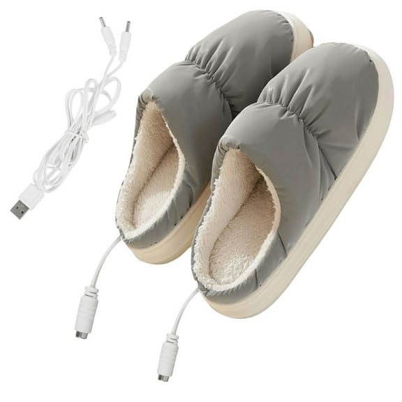 HIPKZ Electric Heating Slippers Adjustable Temperature Plush Heated Slippers Usb Charging Electric Foot Warmer Winter Heated Boots Christmas Gifts