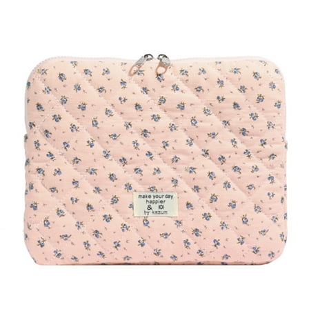 HIPKZ Flower Printed Laptop Carrying Case Quilted Notebook Case Protective Cute Computer Sleeve for 11-15 Inch Laptop Tablet