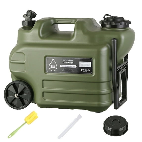 Yucurem 7.3 Gallon Water Bottle, BPA Free, Durable, with Dispenser and Wheels, Water Jug with Foldable Handle for Outdoor Camping